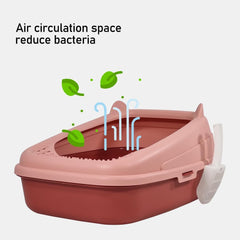 Semi-enclosed cat litter box with Splash-proof design, Sand filter holes, Litter scoop, and Detachable design, Leak-proof & Splash-proof cat toilet for indoor cats, Easy to clean 58 cm