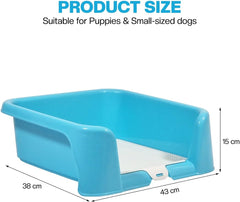 Dog potty training tray with Raised walls and Removable grid, Leak-proof puppy toilet pad holder for Small to Medium dogs, Indoor & Outdoor use, Easy to clean, 43 cm