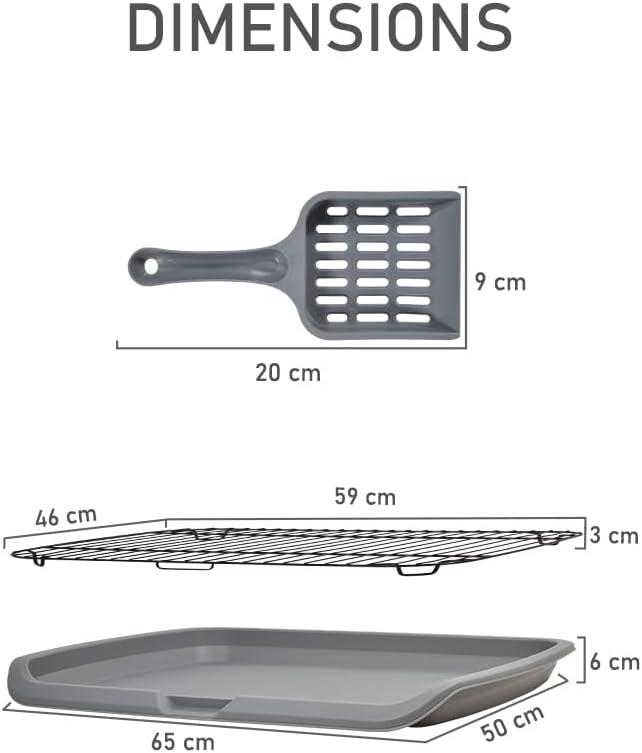 Dog toilet with Sturdy iron mesh, Carrying handle, and Litter scoop, Detachable indoor trainer for medium to large dogs, Flat dog toilet, Ideal for indoor & outdoor use 65 cm, Easy to clean