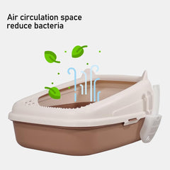 Semi-enclosed cat litter box with Splash-proof design, Sand filter holes, Litter scoop, and Detachable design, Leak-proof & Splash-proof cat toilet for indoor cats, Easy to clean 58 cm