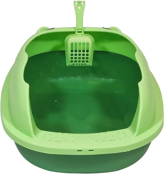 Cat Litter Box with Durable Plastic, Light Weight and Cat Attractive Design, Kitty Litter Tray for Kitten to Adult Indoor Cat, High Sides, Scoop & Anti-Splash, Open Top and Mess Control