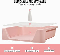 Pet dog toilet for medium-large breeds, Durable plastic dog tray with Column design, Raised fence, and Detachable grid design, Leak-proof dog potty tray, Ideal for indoor & outdoor 50 cm