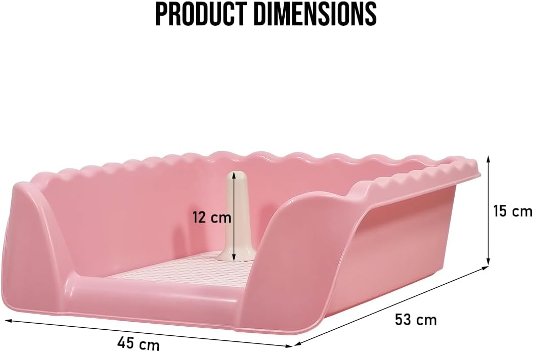 Dog training tray with Raised fence, Column design, and Detachable grid, Splash-proof pet potty for medium to large dogs, Ideal for training & Daily use, Easy to clean 53 cm