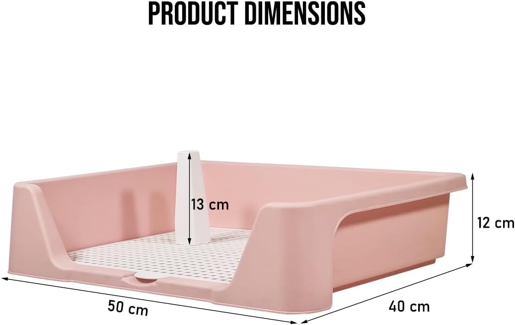 Pet dog toilet for medium-large breeds, Durable plastic dog tray with Column design, Raised fence, and Detachable grid design, Leak-proof dog potty tray, Ideal for indoor & outdoor 50 cm