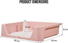 Pet dog toilet for medium-large breeds, Durable plastic dog tray with Column design, Raised fence, and Detachable grid design, Leak-proof dog potty tray, Ideal for indoor & outdoor 50 cm