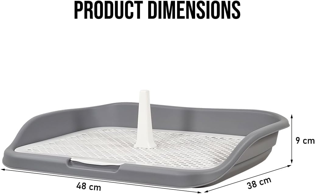 Dog toilet tray for small to medium dogs, Anti-splash plastic dog training tray with Raised fence, Column design, and Grid design, Detachable dog toilet for indoor pets, Easy to clean 48 cm