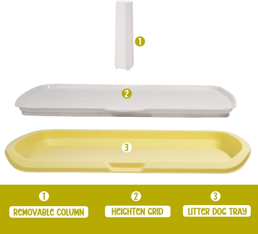Dog potty training toilet for medium to large dogs, Durable plastic dog training pad holder with Detachable pee post, Carrying handle, and Grid design, Ideal for indoor & outdoor 66 cm