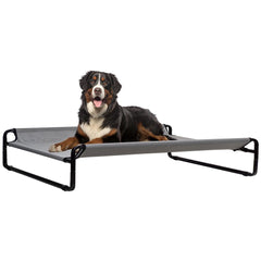 Elevated dog bed for Large-sized breeds, Heavy-duty cooling dog bed with Breathable mesh, Foldable design, and Non-slip feet, Suitable for Indoor/Outdoor use, Easy to assemble, 100 cm (Grey)