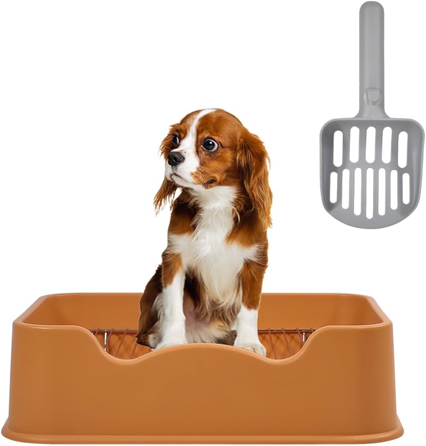Pet dog toilet with Litter scoop, Stainless steel mesh wire, and Anti-slip bottom, Dog potty tray with training toilet for small to medium dogs, Ideal for indoor & outdoor use 52 cm