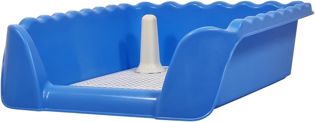 Dog training tray with Raised fence, Column design, and Detachable grid, Splash-proof pet potty for medium to large dogs, Ideal for training & Daily use, Easy to clean 53 cm