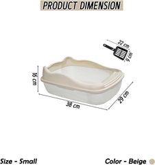 Anti-splash cat litter box with Enclosed design, Easy to clean, Durable plastic material and Removable, Cat Litter Pan with Scoop, Portable, Large size, High fence, and All size cats