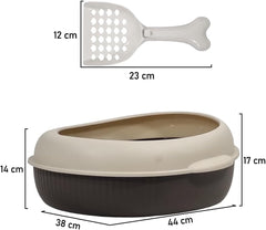 Cat litter box with Detachable design, Leak-proof base, Portable handle, and Litter scoop, Semi-enclosed cat toilet for indoor cats & kittens, Durable PP material, Easy to clean 38 cm