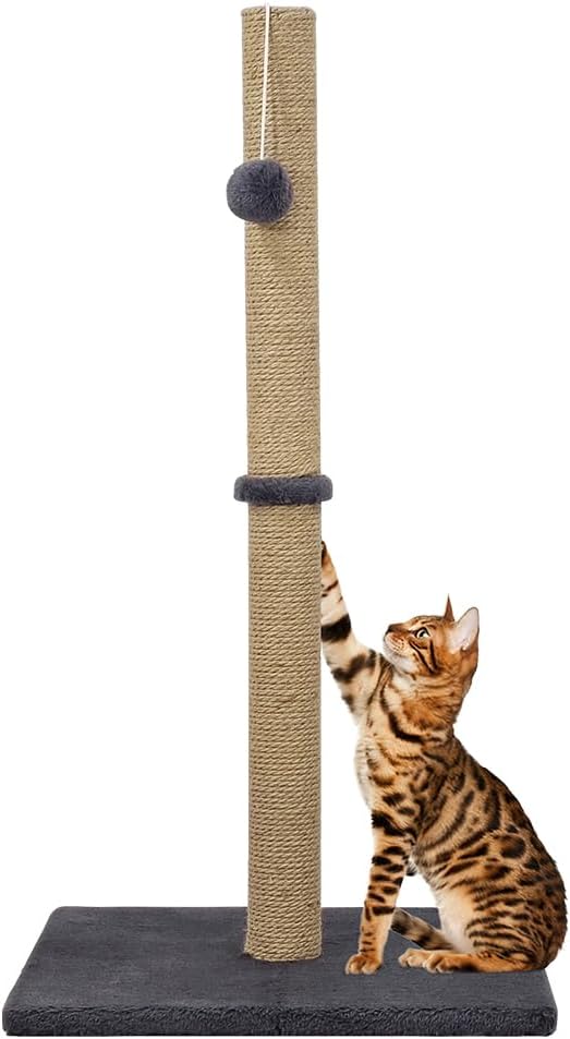 Cat tree scratching post with Dangling ball, Natural sisal scratching post, and Stable base, Durable cat climbing frame for indoor cats, Scratch-resistant activity center 75 cm (Grey)