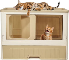 Cat cabinet, Durable 3-layer cat combination litter box with Storage area, Sleeping area, Cat toilet, and Rolling wheels, Durable plastic cat litter box, Ideal for indoor/outdoor use 115 cm