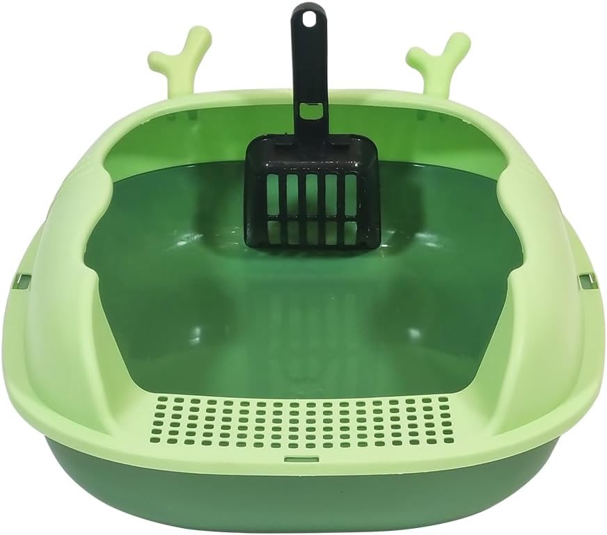 Enclosed cat litter box with Scoop, Durable plastic & High sided, 46 cm Kitty litter tray with Removable Grid, Anti-splash, Detachable and Easy to clean, Ideal for Kitten to large Indoor cats