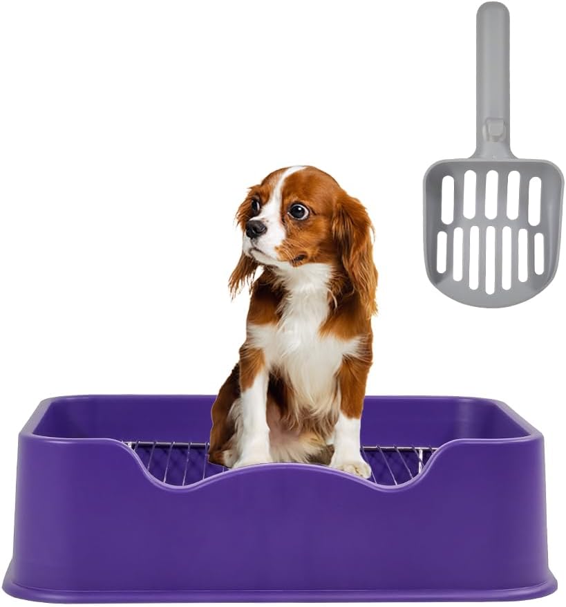 Pet dog toilet with Litter scoop, Stainless steel mesh wire, and Anti-slip bottom, Dog potty tray with training toilet for small to medium dogs, Ideal for indoor & outdoor use 52 cm