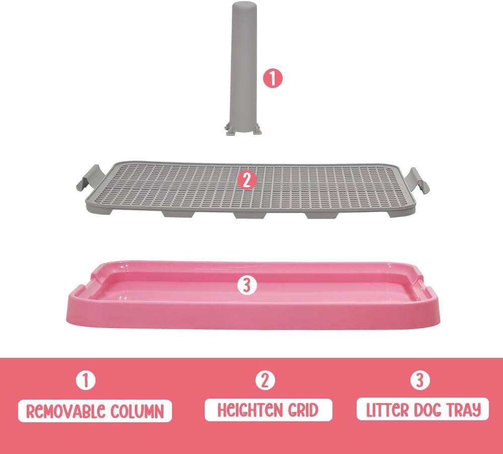 Pet training dog toilet, Durable plastic pee pad holder with Detachable pee post, Grid design, and Non-slip bottom, Suitable for small to medium dogs, Ideal for both indoor and outdoor 51 cm