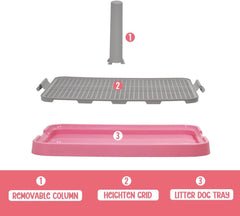 Pet training dog toilet, Durable plastic pee pad holder with Detachable pee post, Grid design, and Non-slip bottom, Suitable for small to medium dogs, Ideal for both indoor and outdoor 51 cm