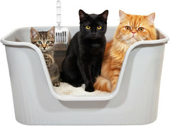 Cat litter box with Extra-large design, Deep high walls, Litter scoop and Low entrance, 78 cm Spacious cat toilet with Odor control, Anti-splash, Durable plastic and Non-stick, Easy to clean