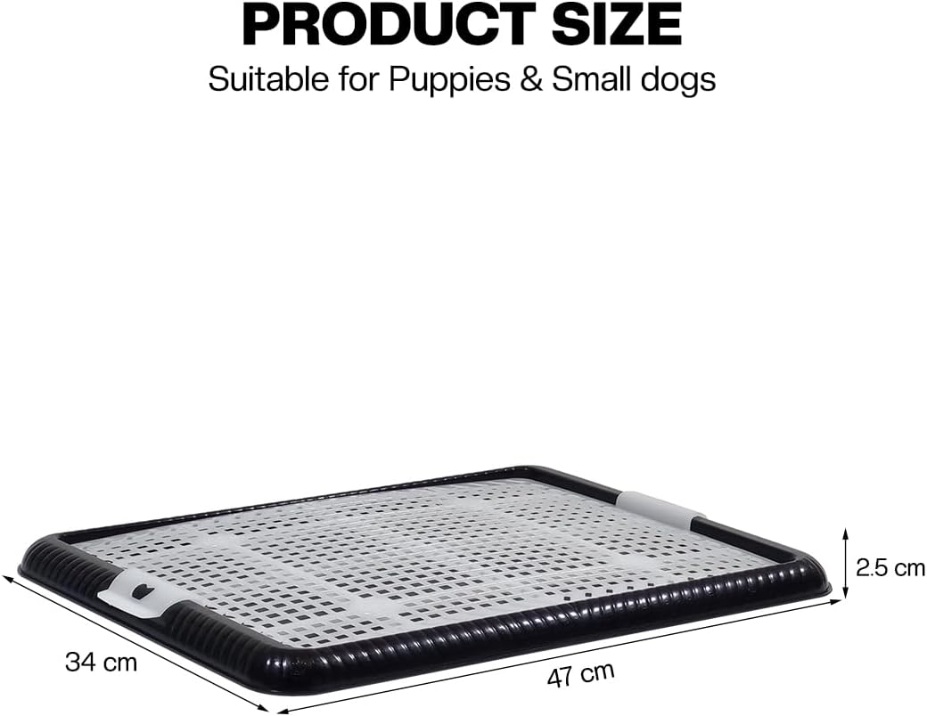 Dog potty training tray with Removable grid, Durable leak-proof puppy toilet pad holder for Small & Medium dogs, Suitable for Indoor/Outdoor use, Easy to clean, 47 cm