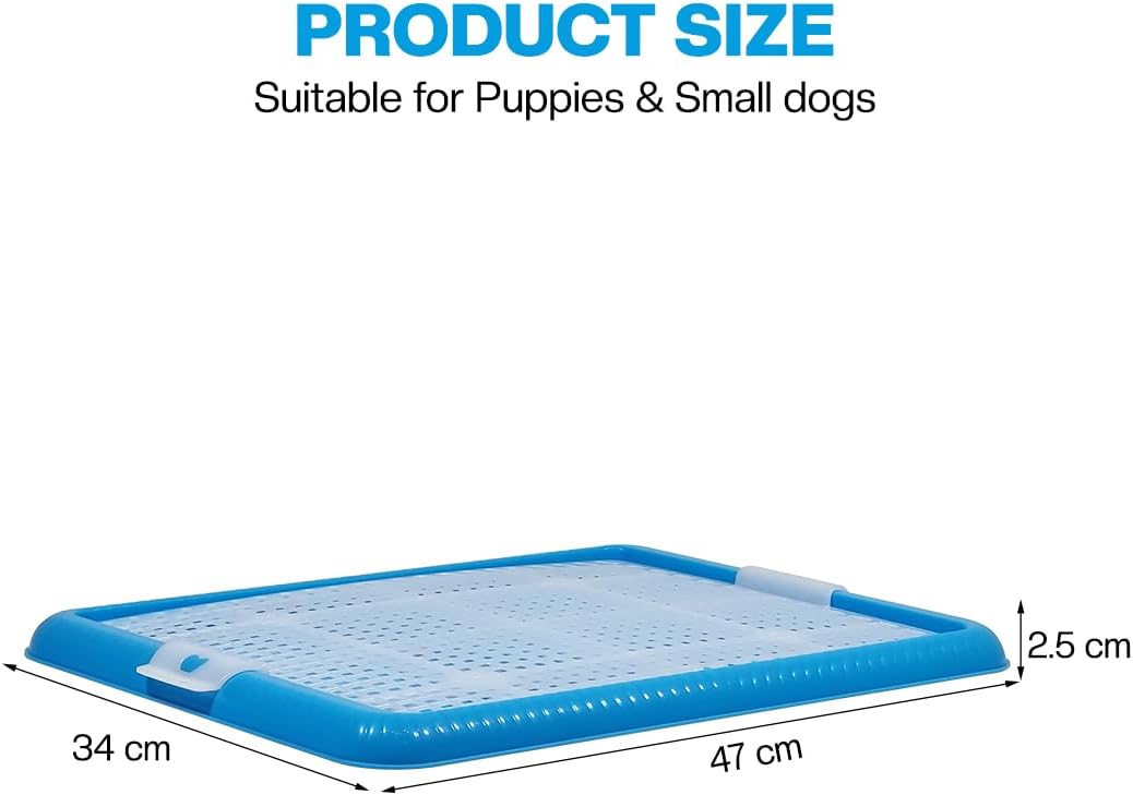 Dog potty training tray with Removable grid, Durable leak-proof puppy toilet pad holder for Small & Medium dogs, Suitable for Indoor/Outdoor use, Easy to clean, 47 cm