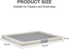 Dog potty training tray with Removable plastic grid and Non-slip base, Leak-proof dog toilet pad holder for Puppies & Small dogs, Indoor & Outdoor use, Easy to clean, 55 cm