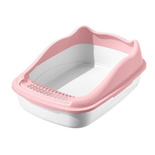 Cat toilet for Large-sized cats, Splash-proof cat litter box with Raised sides, Litter scoop, Sand filter pedal, and Detachable design, Suitable for Indoor/Outdoor use, Easy to clean, 56 cm (Pink)