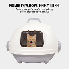 Cat Litter Box with Durable PVC Material | Fully-Enclosed Portable Handle, Transparent Door, Litter Scoop and Non-Slip Design | Splash-Proof Cat Toilet for Indoor Cats