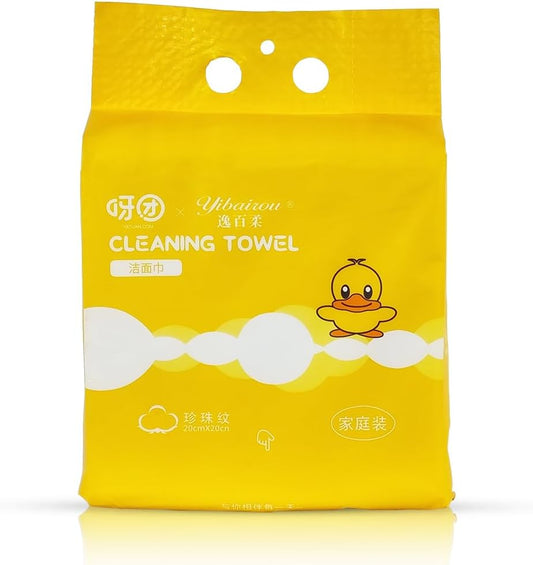 Disposable facial towel with Wall-mount and Pull-out design, Facial tissue for Cleaning, Skincare, and Makeup removal, 100% Cotton dry wipes, Ideal for All skin types 20 cm (Yellow)