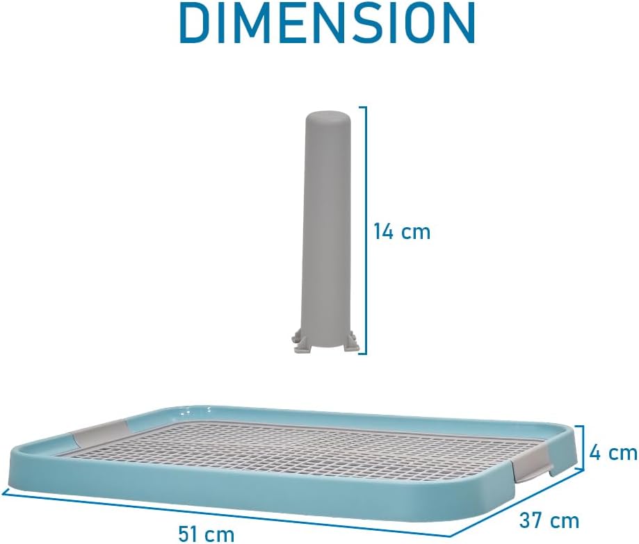 Pet training dog toilet, Durable plastic pee pad holder with Detachable pee post, Grid design, and Non-slip bottom, Suitable for small to medium dogs, Ideal for both indoor and outdoor 51 cm