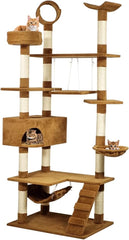 Large Cat Tree - 210 cm Cat Tower for Indoor Cats - Dangling Ball, Cozy Hammocks, Cat Scratching Posts & Durable Cat Condo - Cat Activity Center for Climbing & Playing (Chocolate, Large)