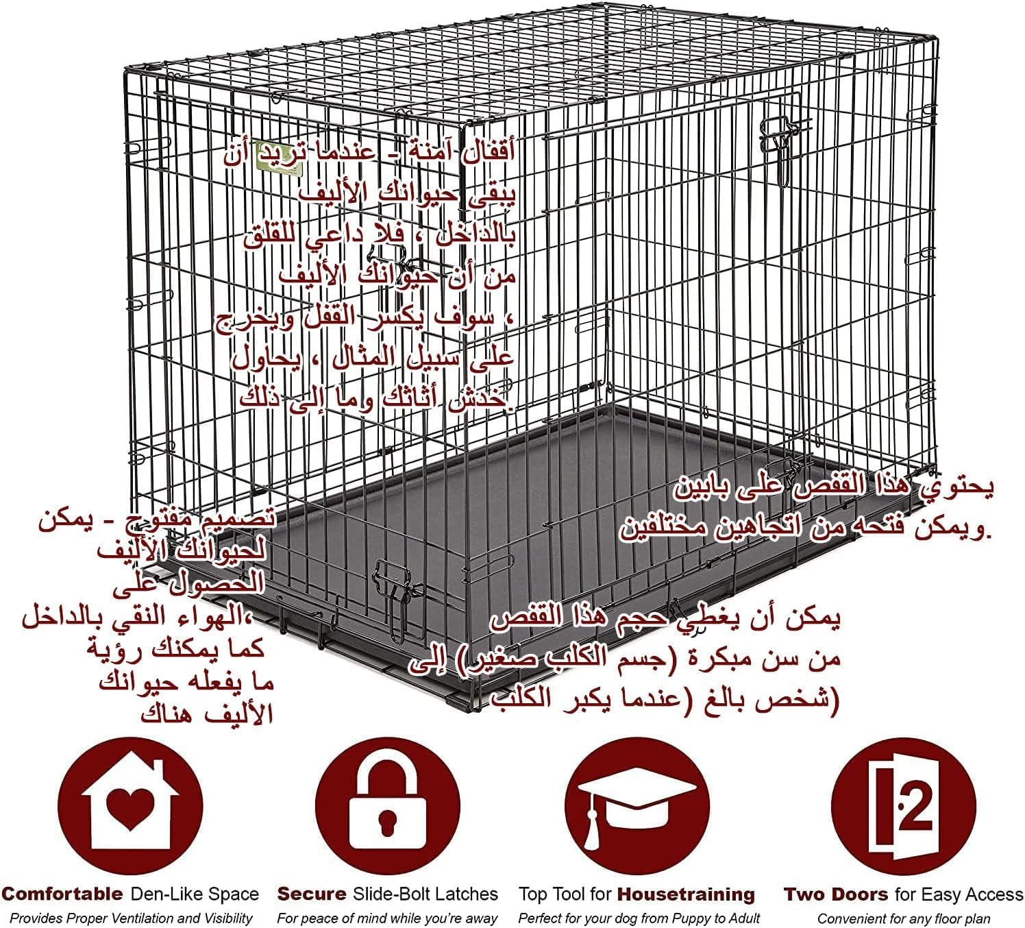 Dog Crate Large Pet Cage Foldable Kennel Playpen with Tray for Extra Large Medium Small Pet Puppy Cat Rabbit Indoor Outdoor 36' size 92x57x63 cm dimension