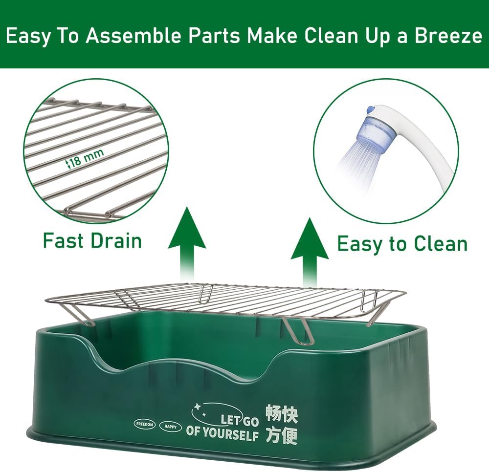 Dog training toilet for small to medium dogs, Detachable dog toilet with Shovel, Stainless steel grid, and Anti-slip pads, Suitable for indoor & outdoor, Leak-proof dog tray 52 cm