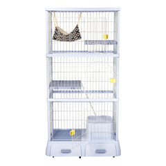 NNC PETS Large Cat Cage for Indoor & Outdoor Use, 3-Tier Metal Wire Cage with 2 Lockable Doors, Climbing Ladder, Litter Box Area & Wheels, Ideal Multi-Cat Households, Easy Assembly 184 cm (Blue)