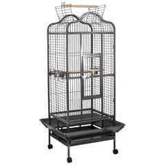 Bird Cage Large with Open-Top Design, Parrots, Parakeet, Macaw | Feeding Bowls & Wooden Perches | Removable Tray & Universal Wheels | Suitable for All Birds