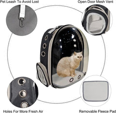 Pet backpack, Transparent breathable portable carrying bag, Airline-approved for cats and small dogs, Pet carrier designed for Travel, Hiking, and shopping outdoor
