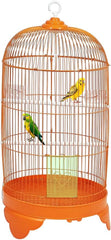 Round Bird Cage with Plastic Base, Metal Wire, Feeding Bowls, Swing, and Perches, 73 cm Travel Portable Cage for Parakeets, Canaries, and Small Birds, Indoor Outdoor Use, Convenient hook (ORANGE)