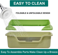 Dog Potty Tray - Dog Toilet for Small to Medium Dogs | Pet Plastic Puppy Training Seat with Splash Proof Design, Stainless Steel Grid & Detachable Pee Post | Indoor & Outdoor (Green, Small)