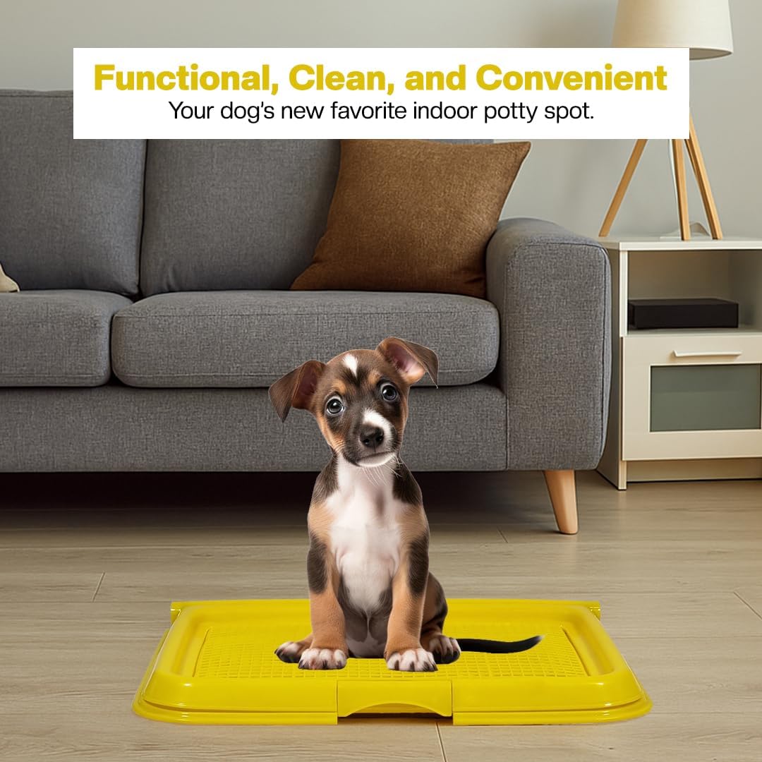 Dog toilet for Puppies and Small dogs, Durable plastic dog potty tray with Leak-proof design, Grid design, and Anti-slip bottom, Lightweight pet training tray for Indoor/Outdoor use 49 cm