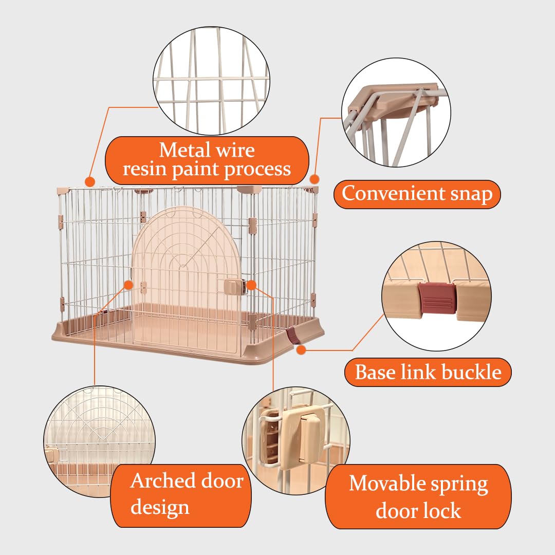 Cat Cage | Metal Wire Pet Cage for Cats & Small Dogs, Single-layer Cat Cage with Splash-proof base and Spring door lock, Ideal for Indoor/Outdoor Use, Easy to Aassemble (Pink, 84cm)