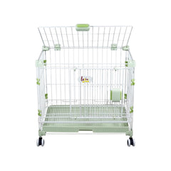 Metal foldable dog cage for small to medium dogs, 25Ã¢ÂÂ Dog kennel with Open-top design, Lockable door, Slide-out tray, and Universal wheels, Indoor/Outdoor use, Easy to assemble, 64 cm (Green)