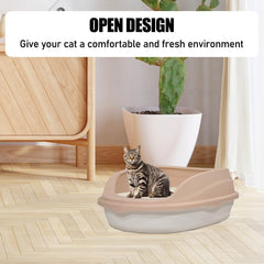 Semi-enclosed cat litter box for medium-sized cats, Durable plastic cat toilet with Splash-proof design, Detachable design, and Litter scoop, Ideal for indoor/outdoor use 46 cm