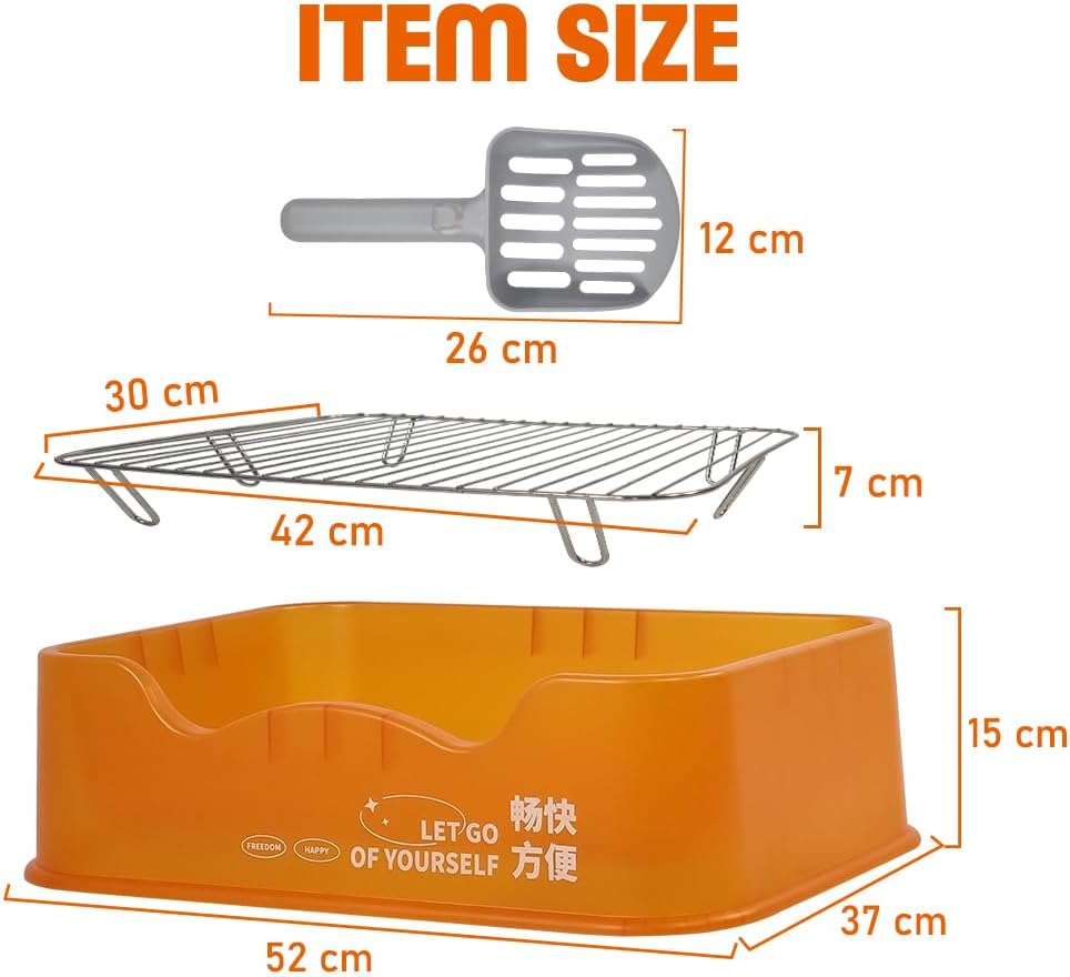 Dog training toilet for small to medium dogs, Detachable dog toilet with Shovel, Stainless steel grid, and Anti-slip pads, Suitable for indoor & outdoor, Leak-proof dog tray 52 cm