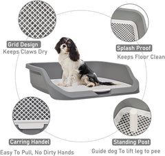 Dog toilet training with Raise edge design, Pee post, and Detachable grid, Durable plastic dog tray for small to medium dogs, Ideal for indoor & outdoor, Leak-proof design 53 cm