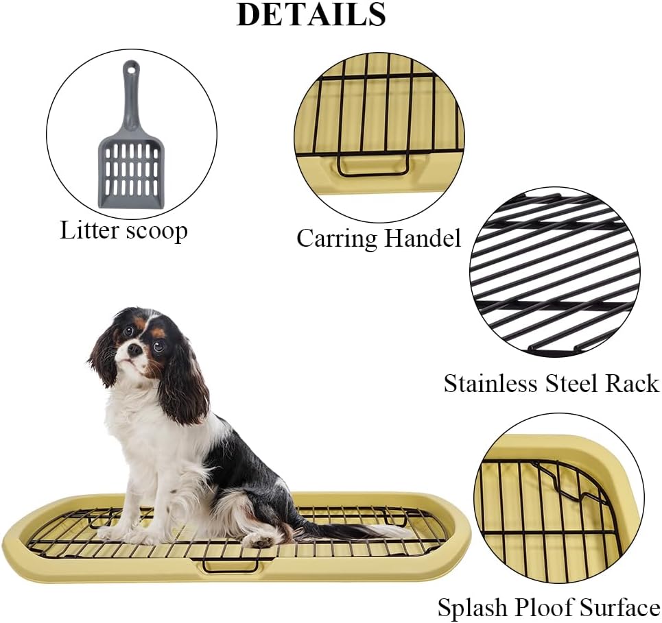 Dog toilet with Sturdy iron mesh, Carrying handle, and Litter scoop, Detachable indoor trainer for medium to large dogs, Flat dog toilet, Ideal for indoor & outdoor use 65 cm, Easy to clean