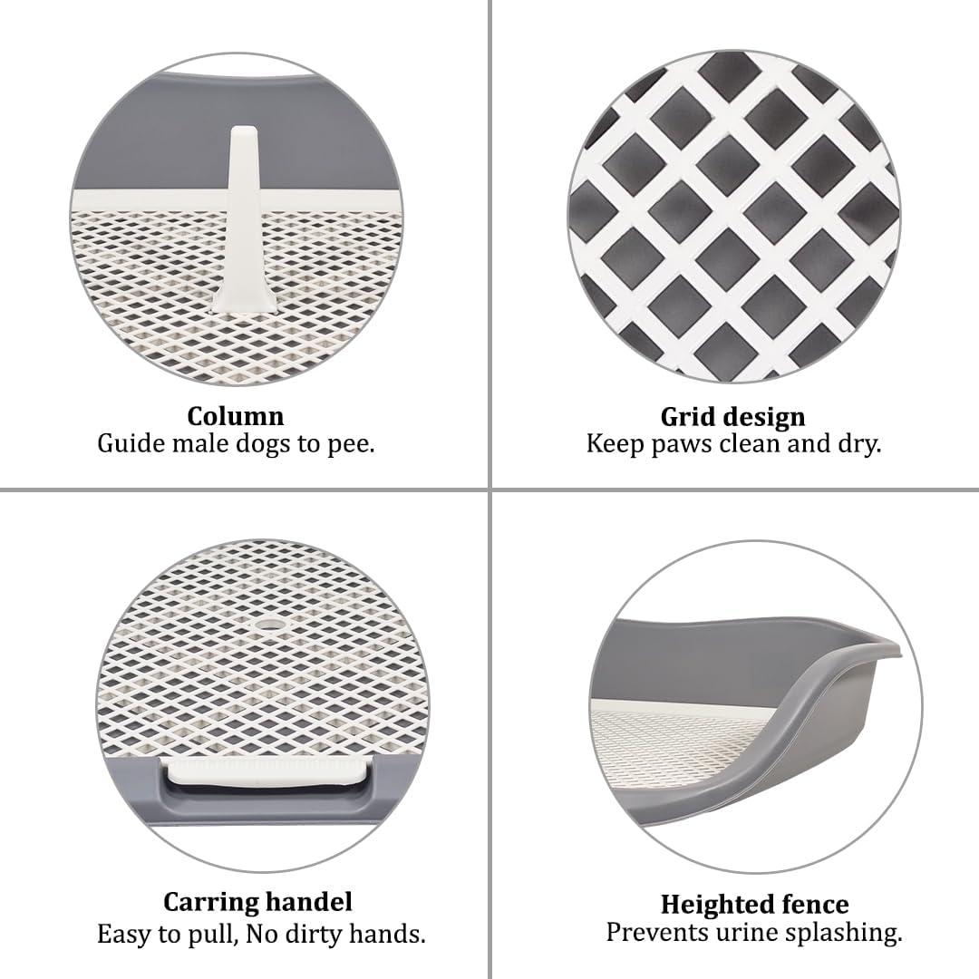 Dog potty training toilet with Raised fence, Column design, and Grid design, Detachable dog toilet for medium to large breeds, Ideal for indoor & outdoor use, Easy to clean 55 cm