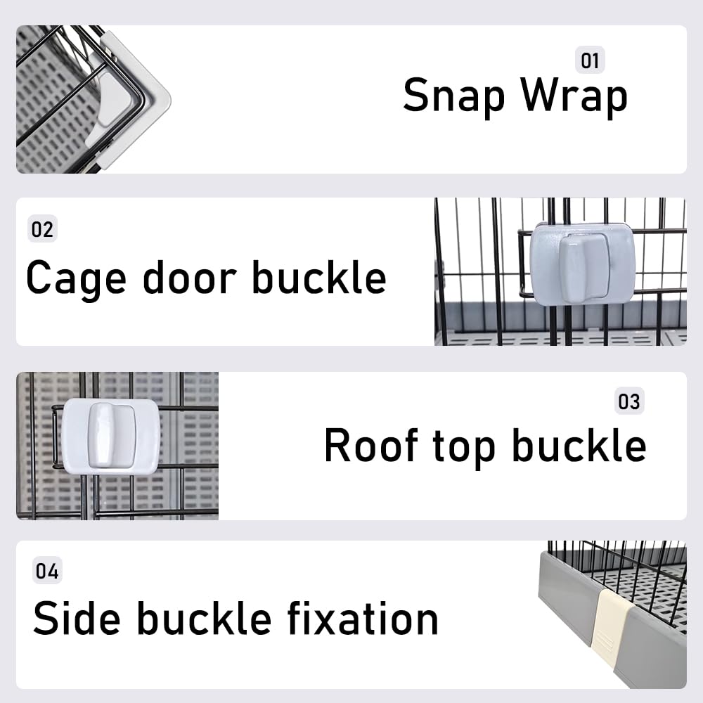 Cat cage with Open-top design, Metal wire, Lockable door, Removable tray, and Universal wheels, Spacious cat cage for Cats and Small dogs, Ideal for Indoor/outdoor use, Easy to assemble 82 cm (Grey)