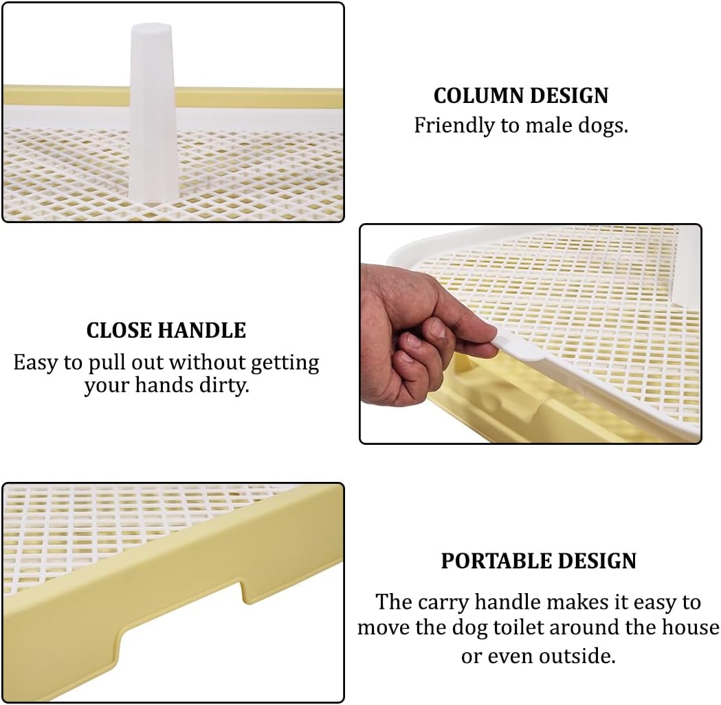 Dog potty training toilet, Portable dog toilet for medium to large dogs, Durable Leak-proof plastic dog tray with Column design and Detachable grid design, Easy to clean 54 cm