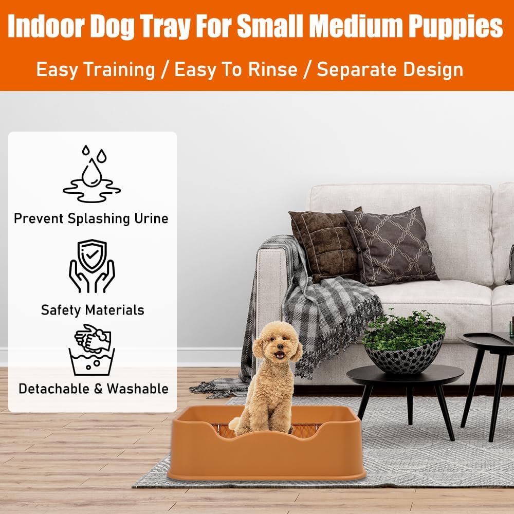Pet dog toilet with Litter scoop, Stainless steel mesh wire, and Anti-slip bottom, Dog potty tray with training toilet for small to medium dogs, Ideal for indoor & outdoor use 52 cm