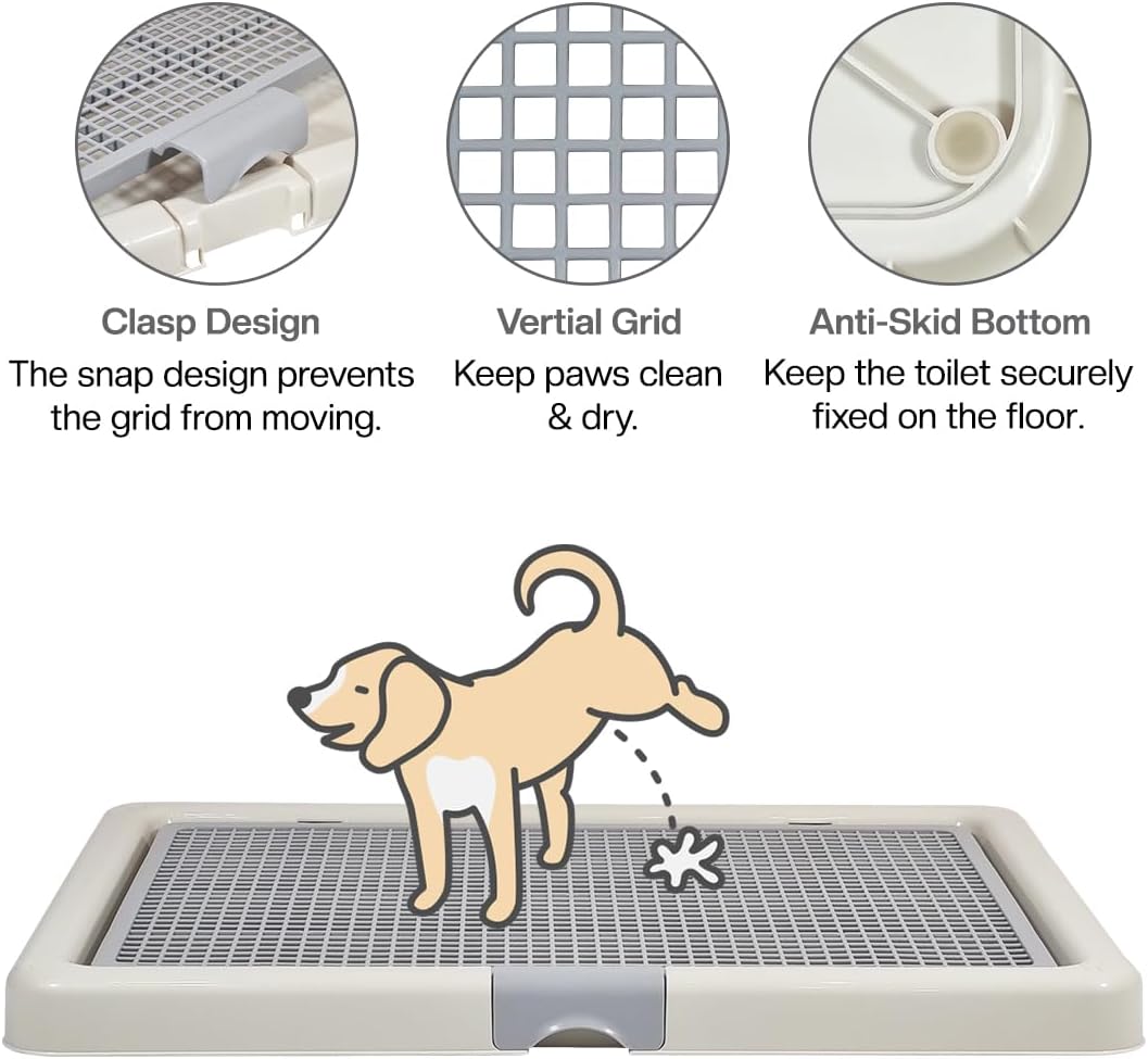 Pet training toilet for small to medium breeds, Durable plastic dog toilet with Detachable design and Anti-slip bottom, Ideal for indoor and outdoor use, Keep paws and floor clean 66 cm